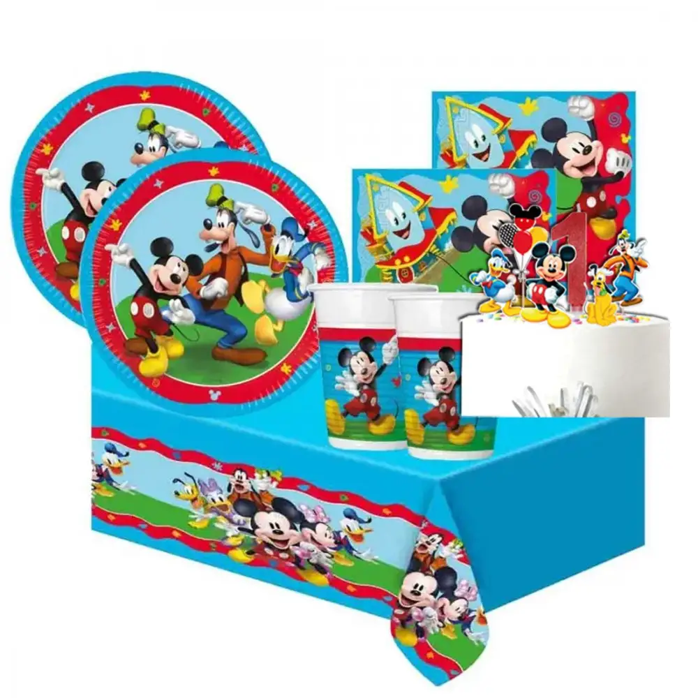Kit per 8 persone Topolino Mickey Rock The House con picks torta e candelina