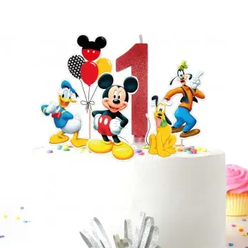 Kit per 8 persone Topolino Mickey Rock The House con picks torta e candelina