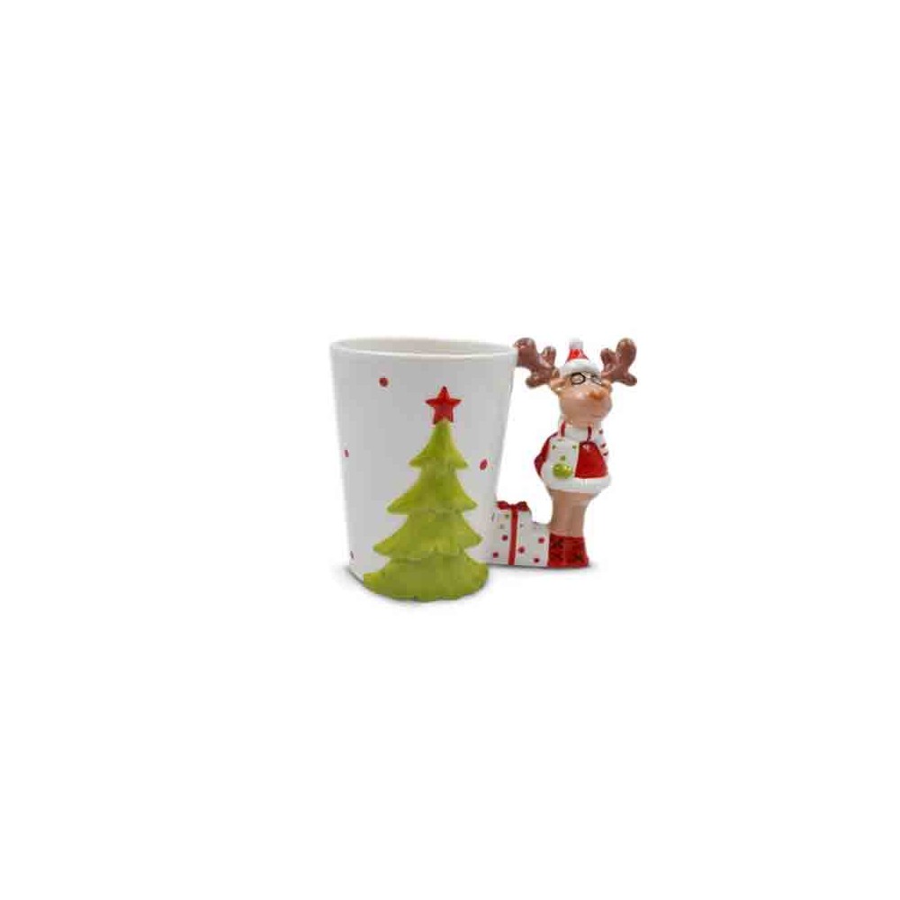 bicchiere / tazza renna in ceramica 11 x 15 cm F610