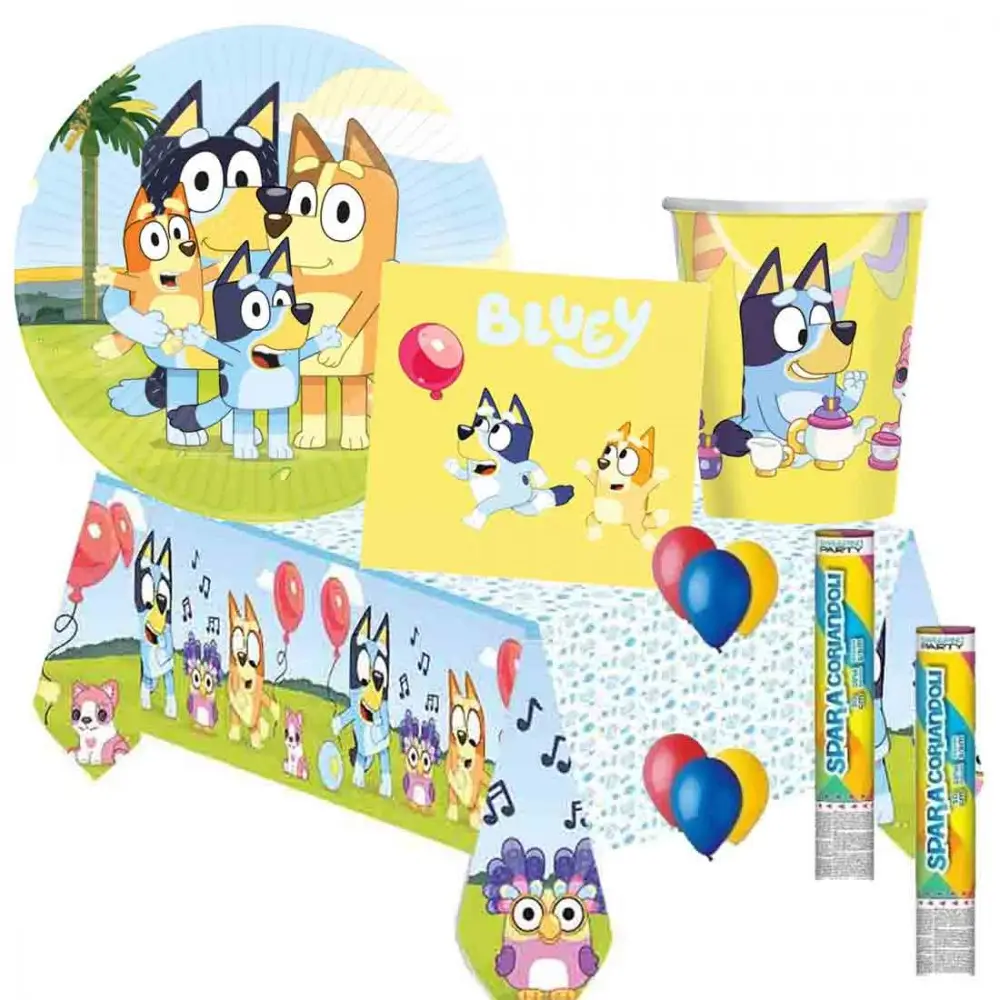 Kit 40 persone Bluey con palloncini e sparacoriandoli