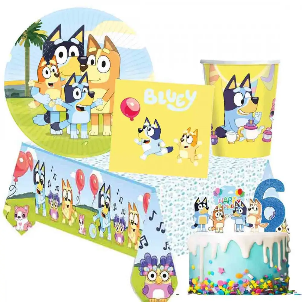 Kit per 8 persone Bluey con picks torta e candelina