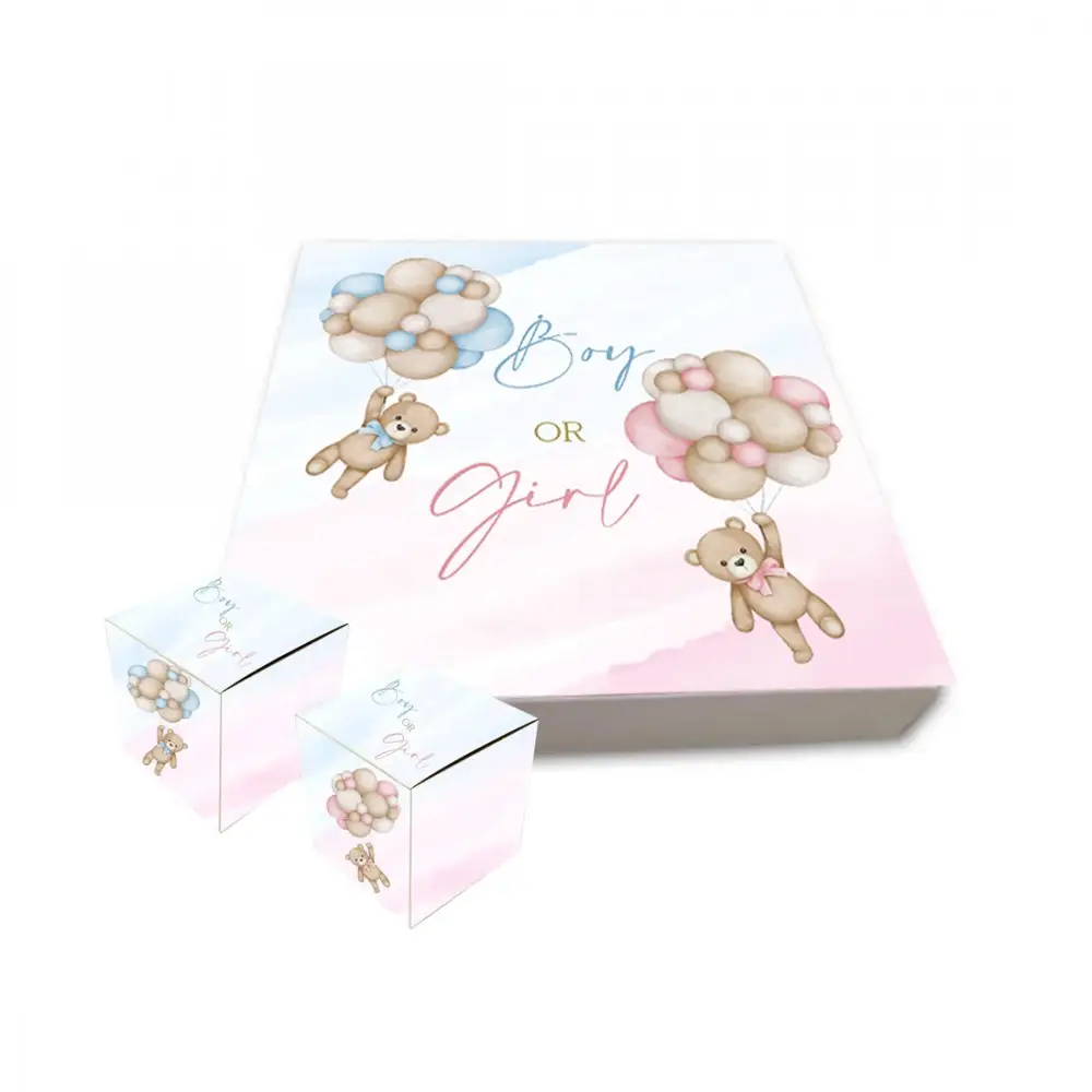 Set scatoline portaconfetti cubetto 20pz con Scatola Box Teddy Boy or Girl
