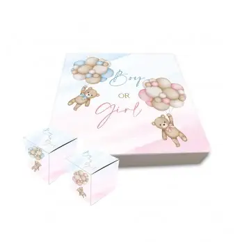Set scatoline portaconfetti cubetto 20pz con Scatola Box Teddy Boy or Girl