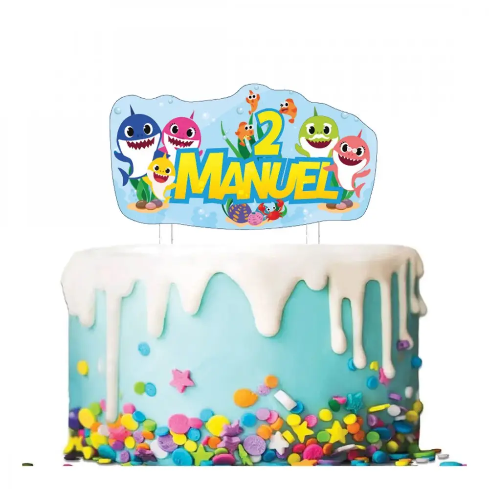 Cake Topper Baby Shark Personalizzabile in plexiglass