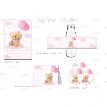 Festa di carta Teddy Rosa per nascita bimba