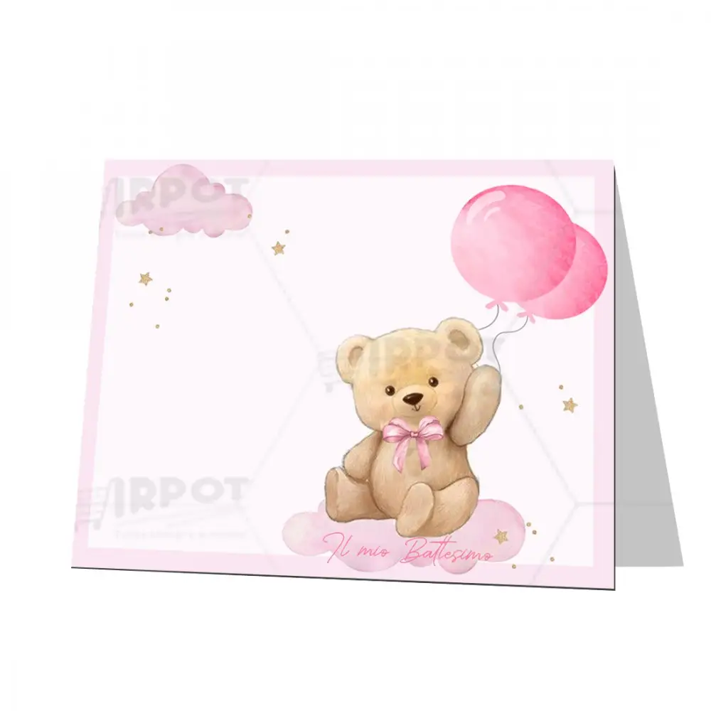 Targhetta segnagusto battesimo Teddy Rosa - 9 PZ