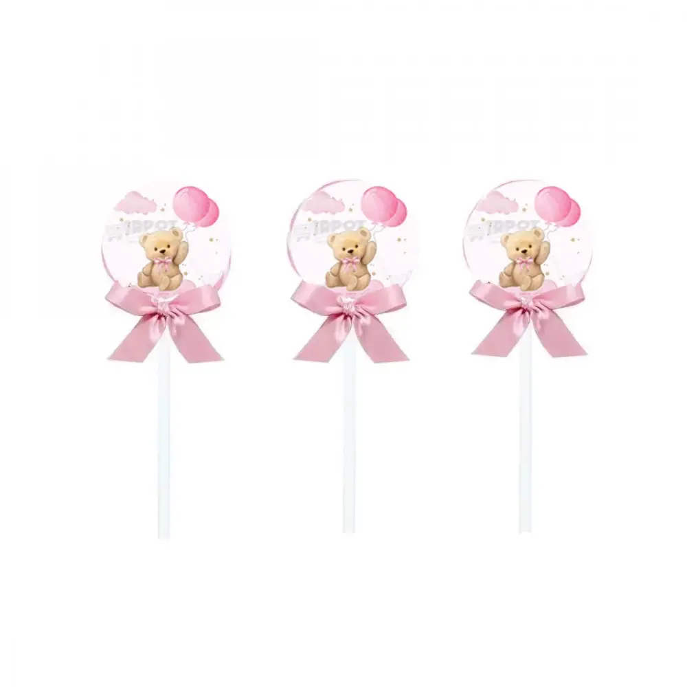 Lecca lecca Battesimo teddy rosa – 12 PZ