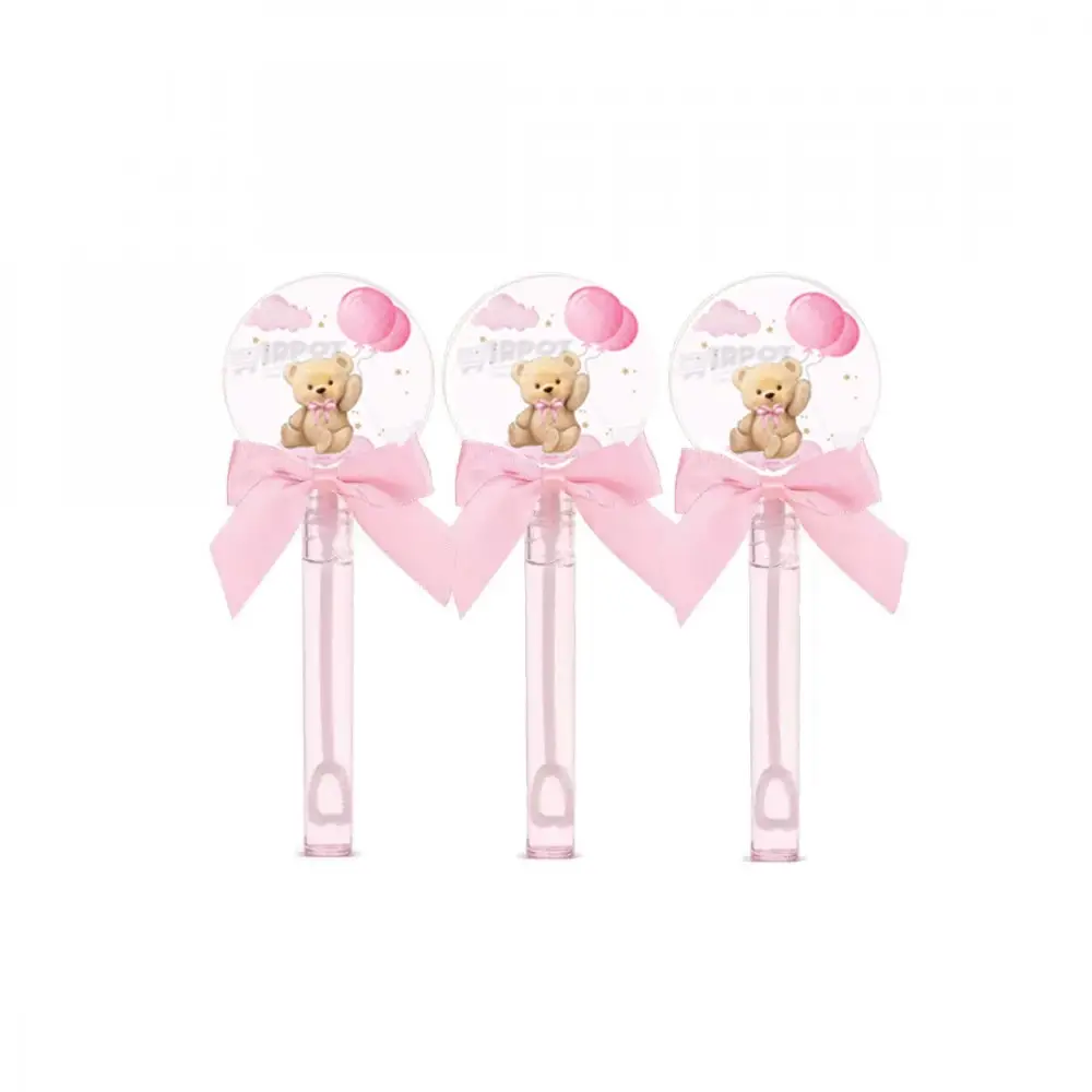 Bolle di sapone cuore battesimo teddy rosa  - 24 Pz