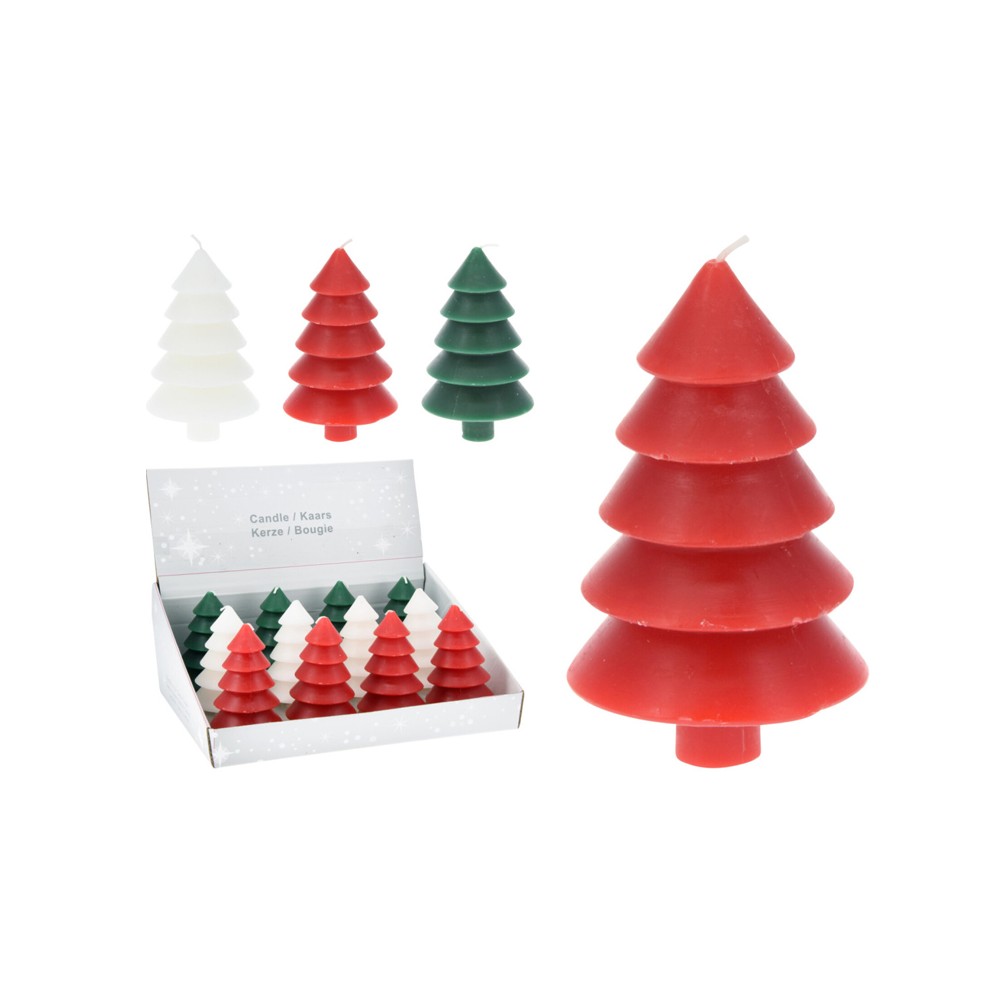 Candela albero di Natale 12 cm 1pz - 3mod ass. verde, rossa o bianca - 705547