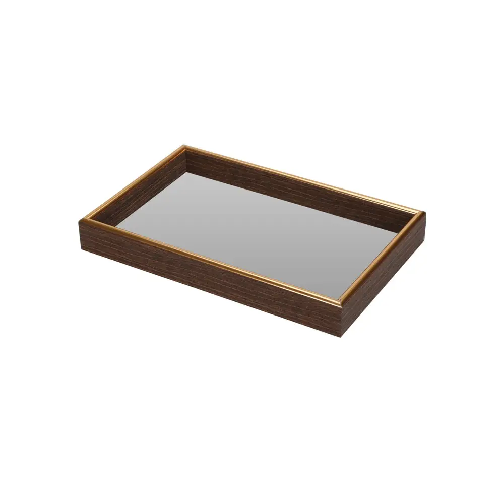 Vassoio A Specchio rettangolare con bordo oro 22x14cm - ND691444