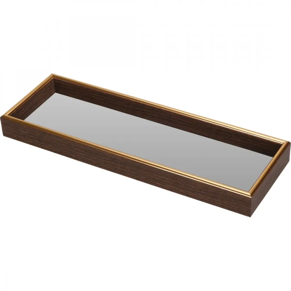 Vassoio con specchio rettangolare con bordo oro
