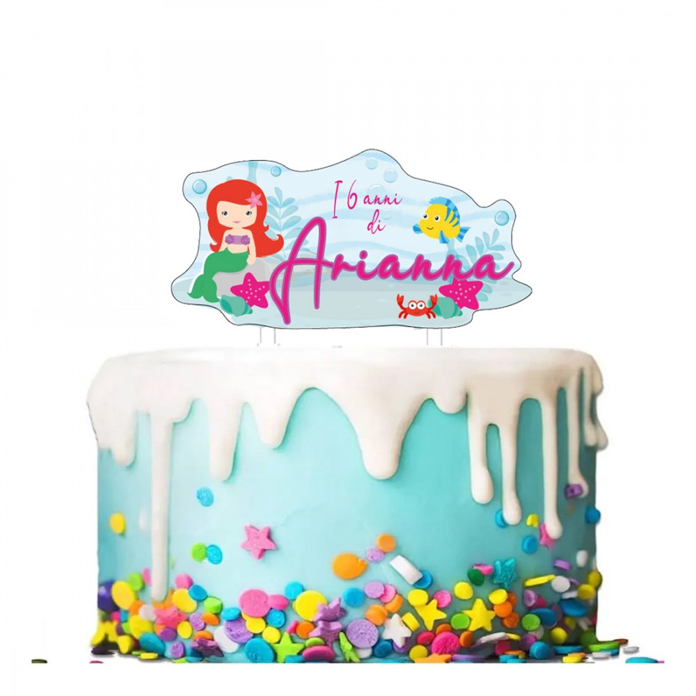 Cake Topper Sirenetta Personalizzabile in plexiglass