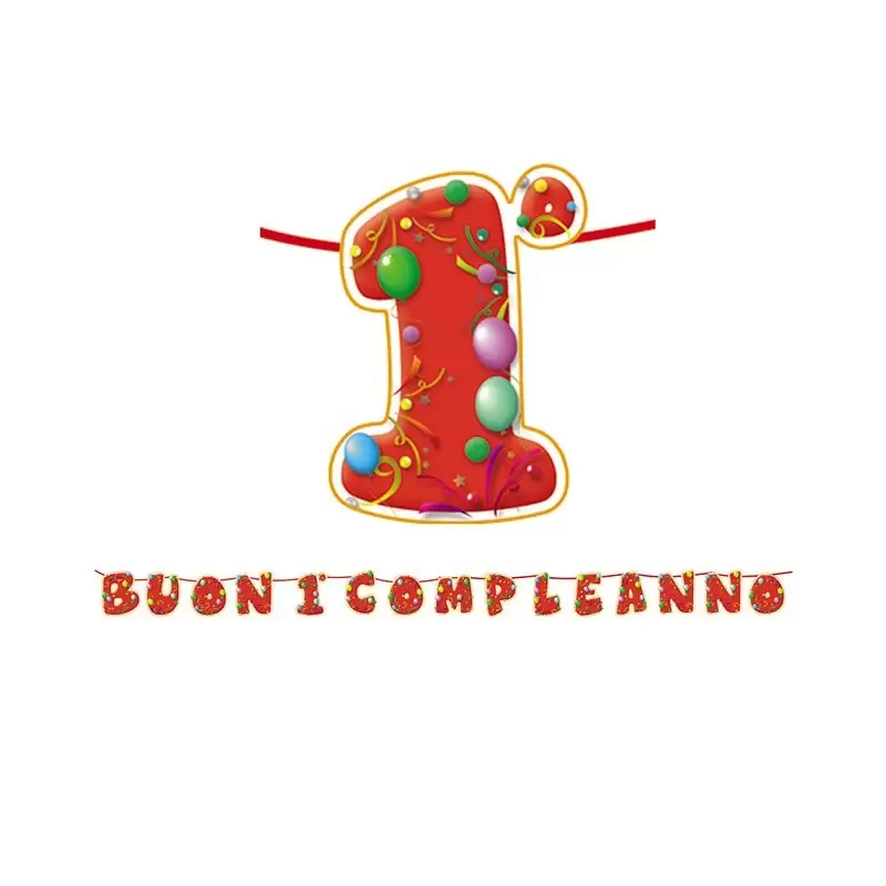 60872 GHIRLANDA FESTONE " BUON 1° COMPLEANNO" 1 ANNO FANTASY ADDOBBO FESTA BABY 
