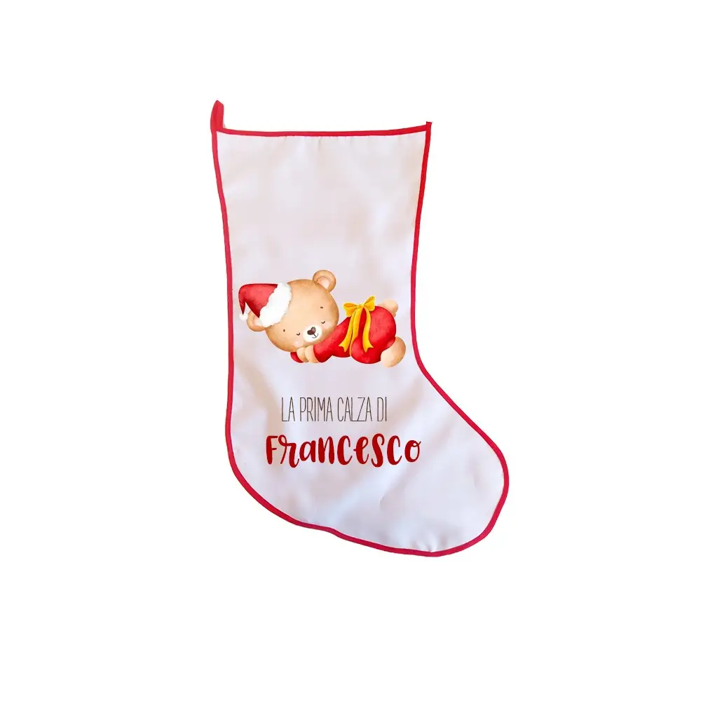 Calza della Befana Teddy con stampa Personalizzabile " La Prima Calza di ...."