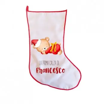 Calza della Befana Teddy con stampa Personalizzabile " La Prima Calza di ...."