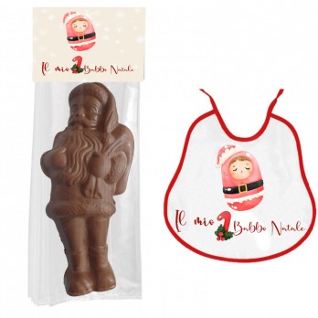 Il Mio Primo Babbo Natale di Cioccolato con Bavetta Personalizzata