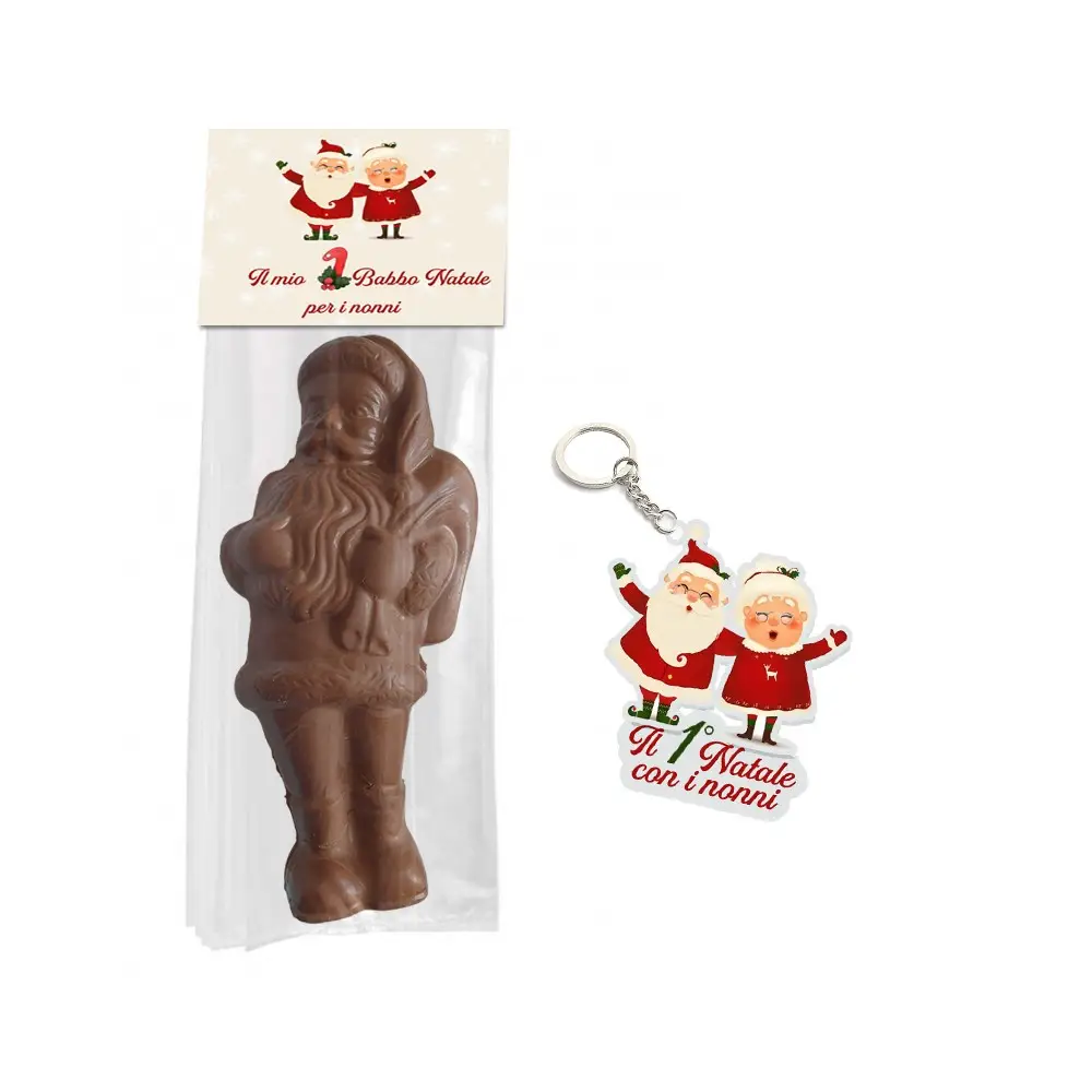 Il Mio Primo Babbo Natale di Cioccolato per I Nonni con portachiavi