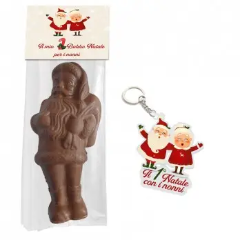 Il Mio Primo Babbo Natale di Cioccolato per I Nonni con portachiavi