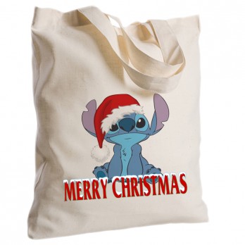Borsa Shopper Stitch Babbo Natale in Tessuto Personalizzabile 2 pz