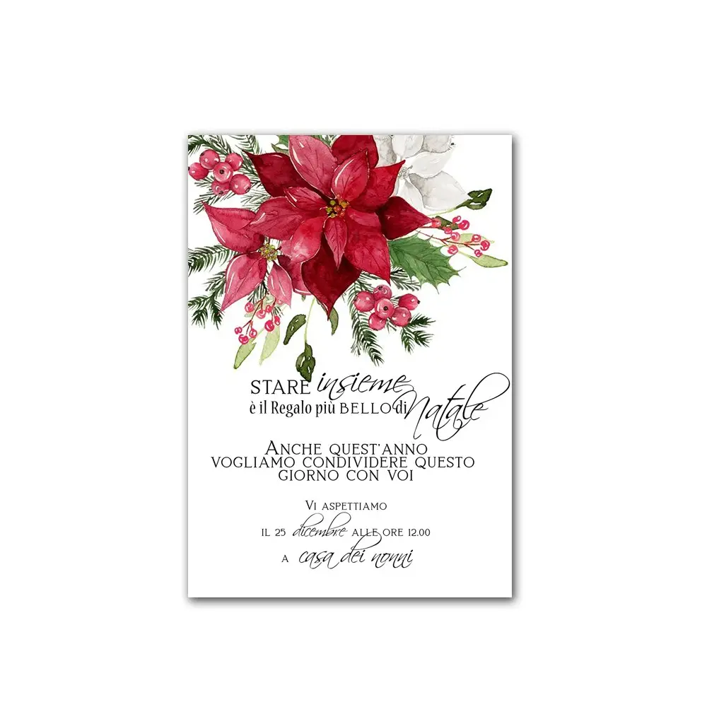 Inviti Natalizi Stella di Natale personalizzabili – 20 pz
