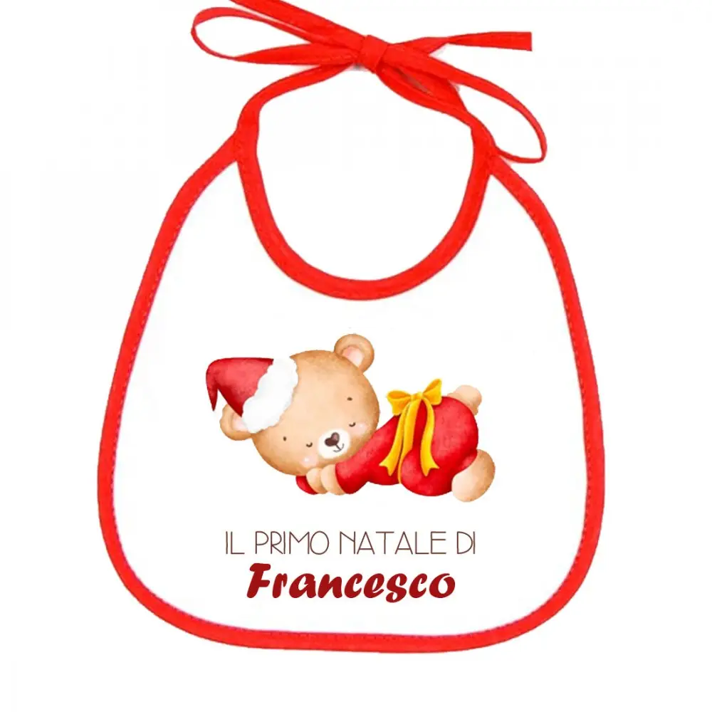 Bavetta Natalizia Il Mio Primo Natale Teddy Personalizzata Bimbo o Bimba