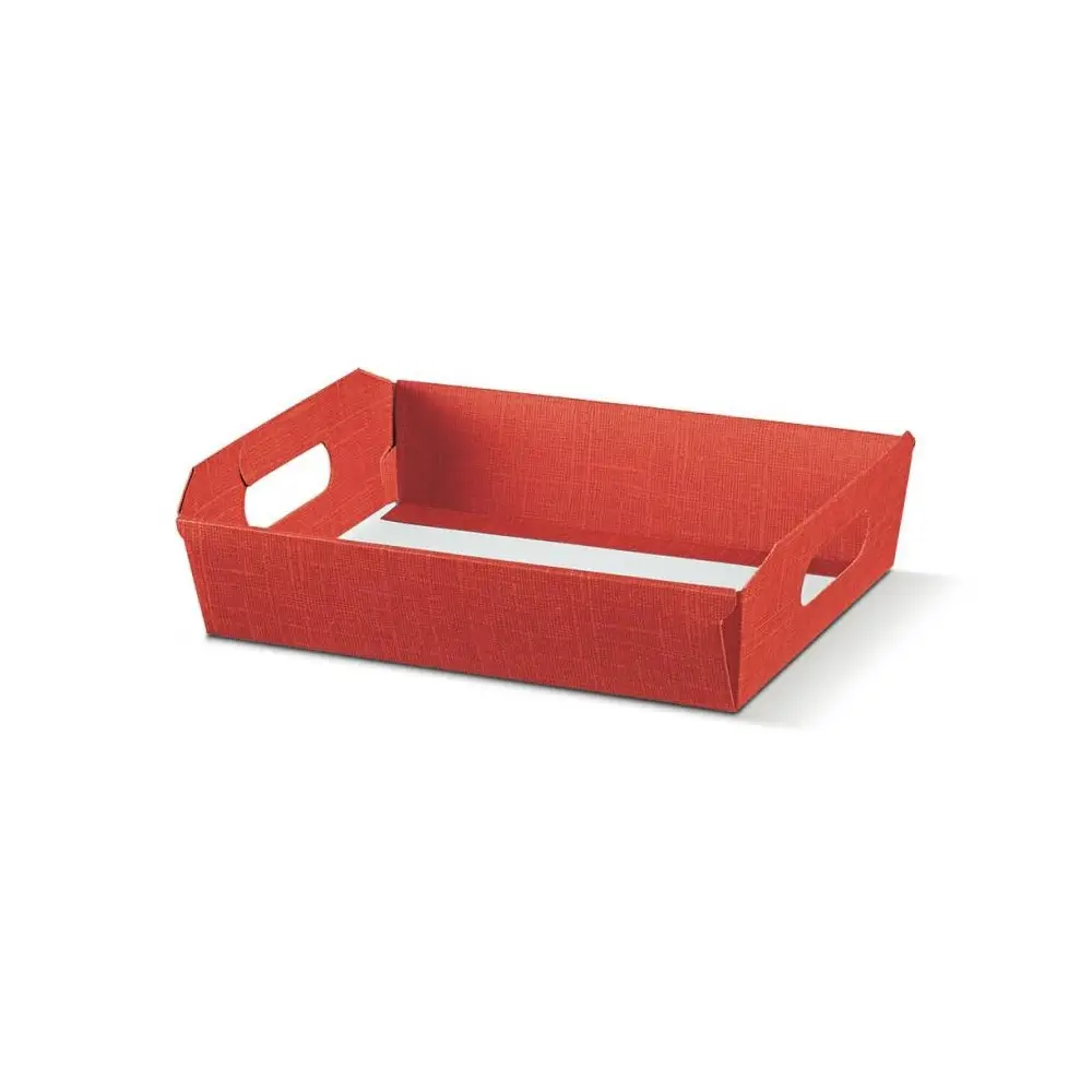 Cesto Vassoio seta rosso 31x22x9 cm - 13626