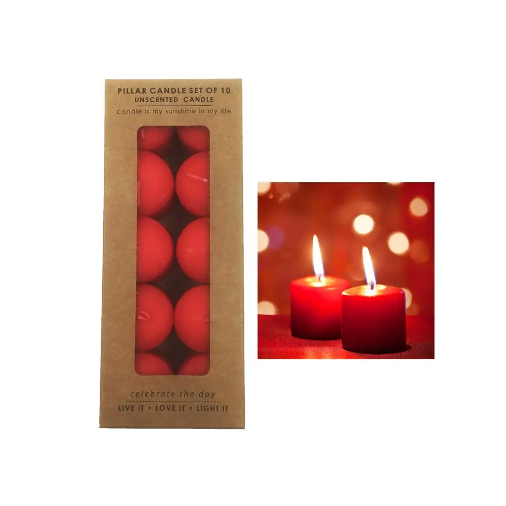 Confezione da 10 Candele rosse 3x3 cm - 313551