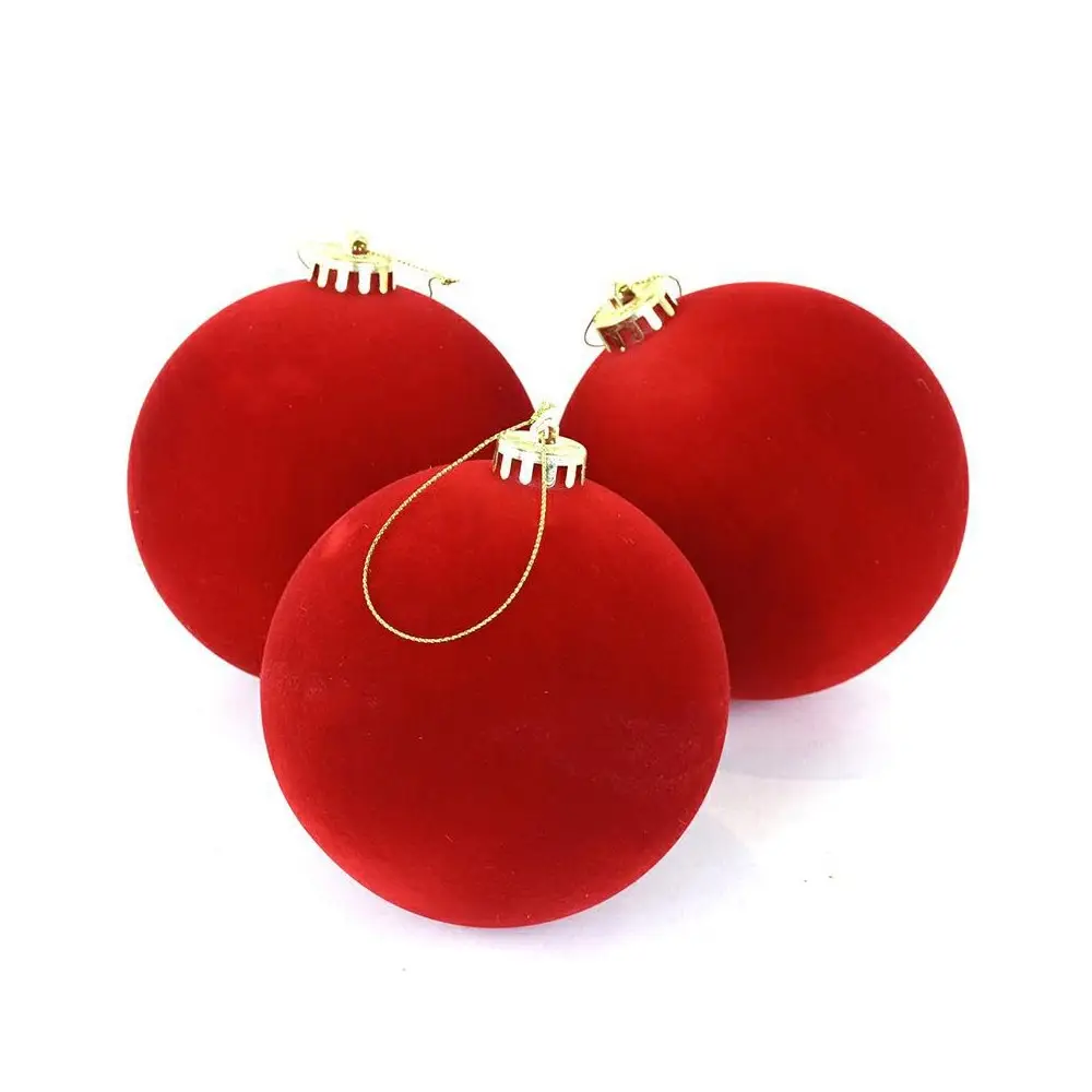 Sfera Pallina Natalizia in velluto rosso diam10cm 1pz  - 987373