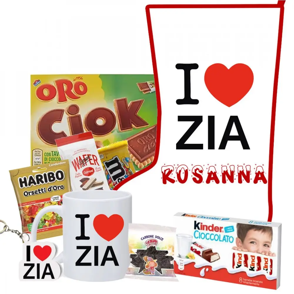 Calza Della Befana I Love Zia Personalizzabile kit Fai da te