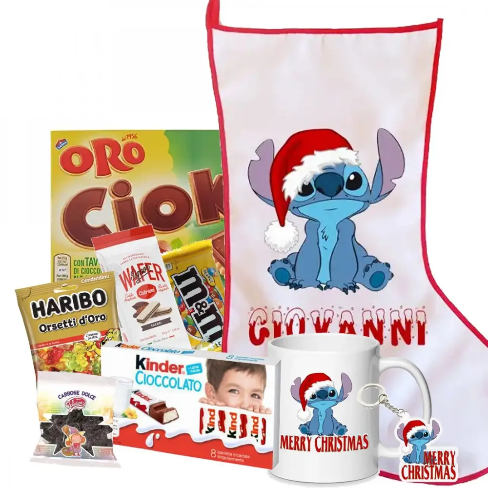 Calza Della Befana Stitch Personalizzabile kit Fai da te