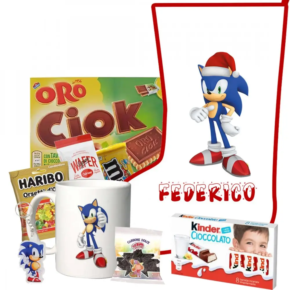 Calza Della Befana Sonic Personalizzabile kit Fai da te