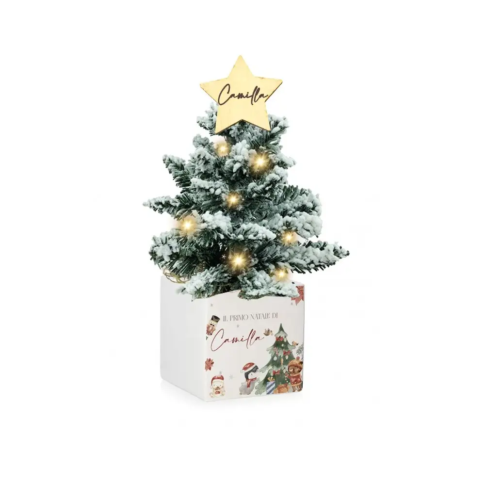 Albero di Natale con vaso Personalizzabile " Il Primo Natale di ....... " set fai da te