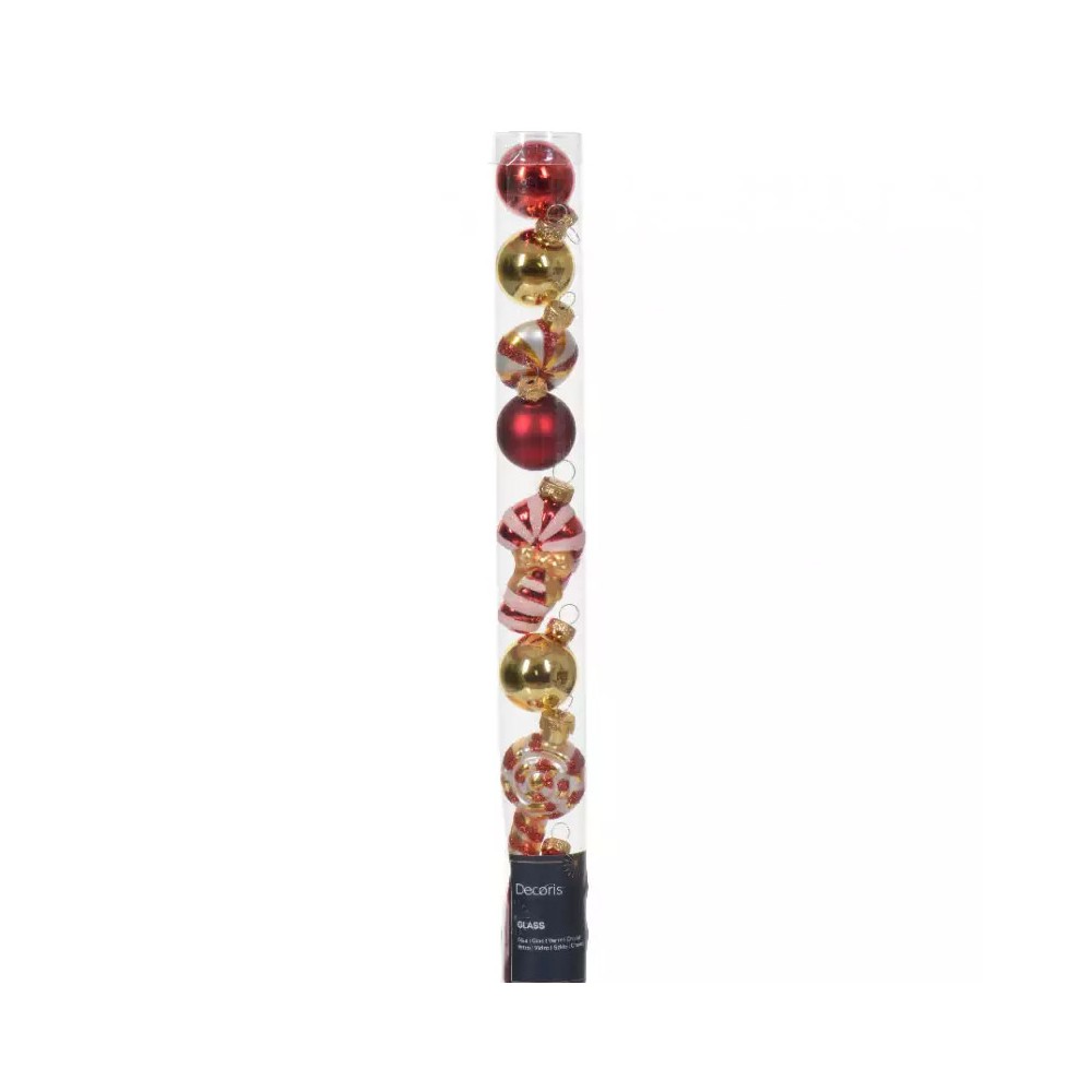 Palline Natalizia di vetro in forme e colori assortiti rosso e oro( 3-4 cm pz)  - 148104