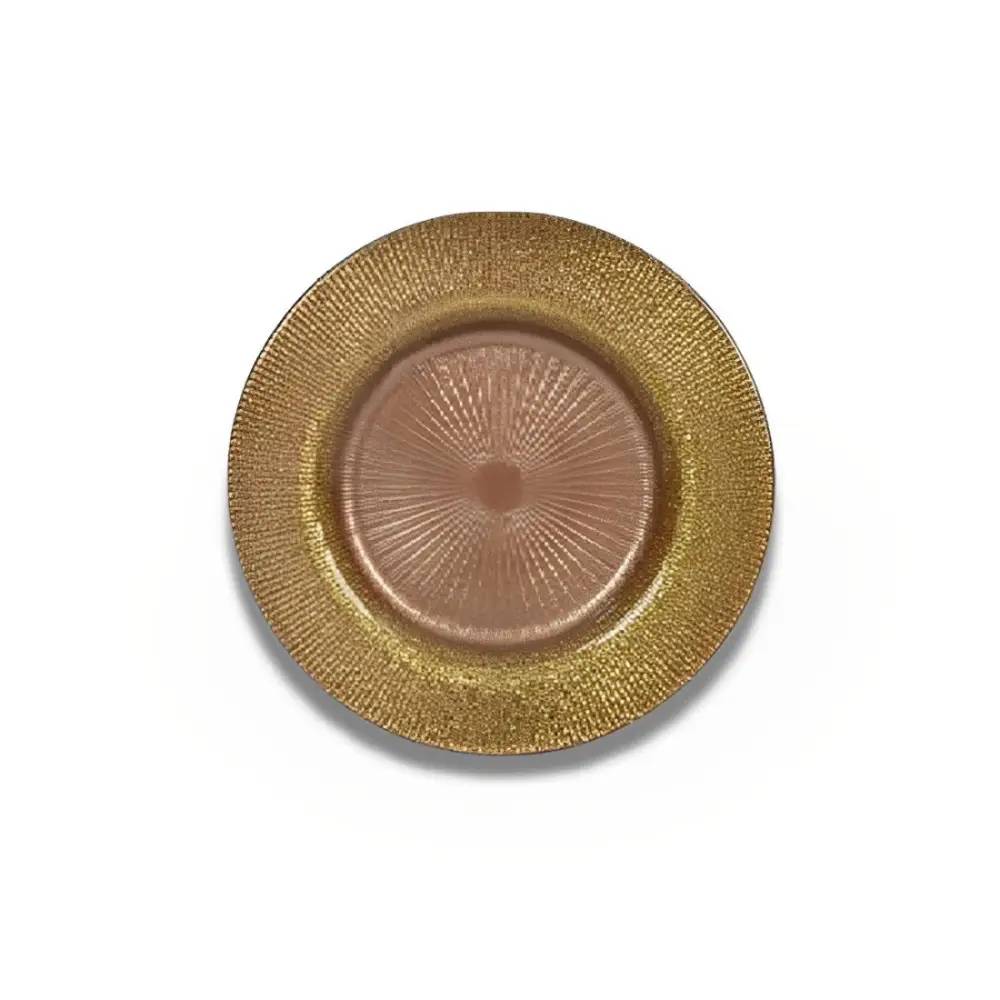 Piattino di vetro marrone glitterato 21 cm