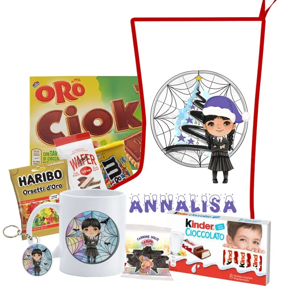 Calza Della Befana Piccola Mercoledi Personalizzabile kit Fai da te