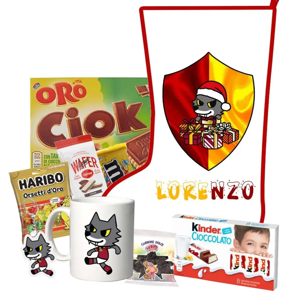 Calza Della Befana Lupacchiotto Roma Personalizzabile kit Fai da te