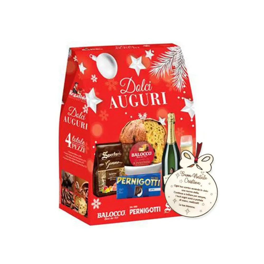 Dolci Auguri Confezione Natalizia Personalizzabile con pallina in legno