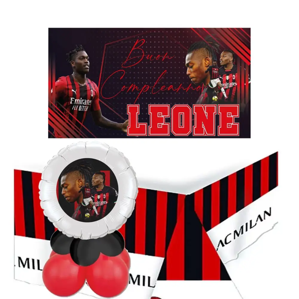 Set allestimento tavola torta Milan Leao Banner Personalizzabile