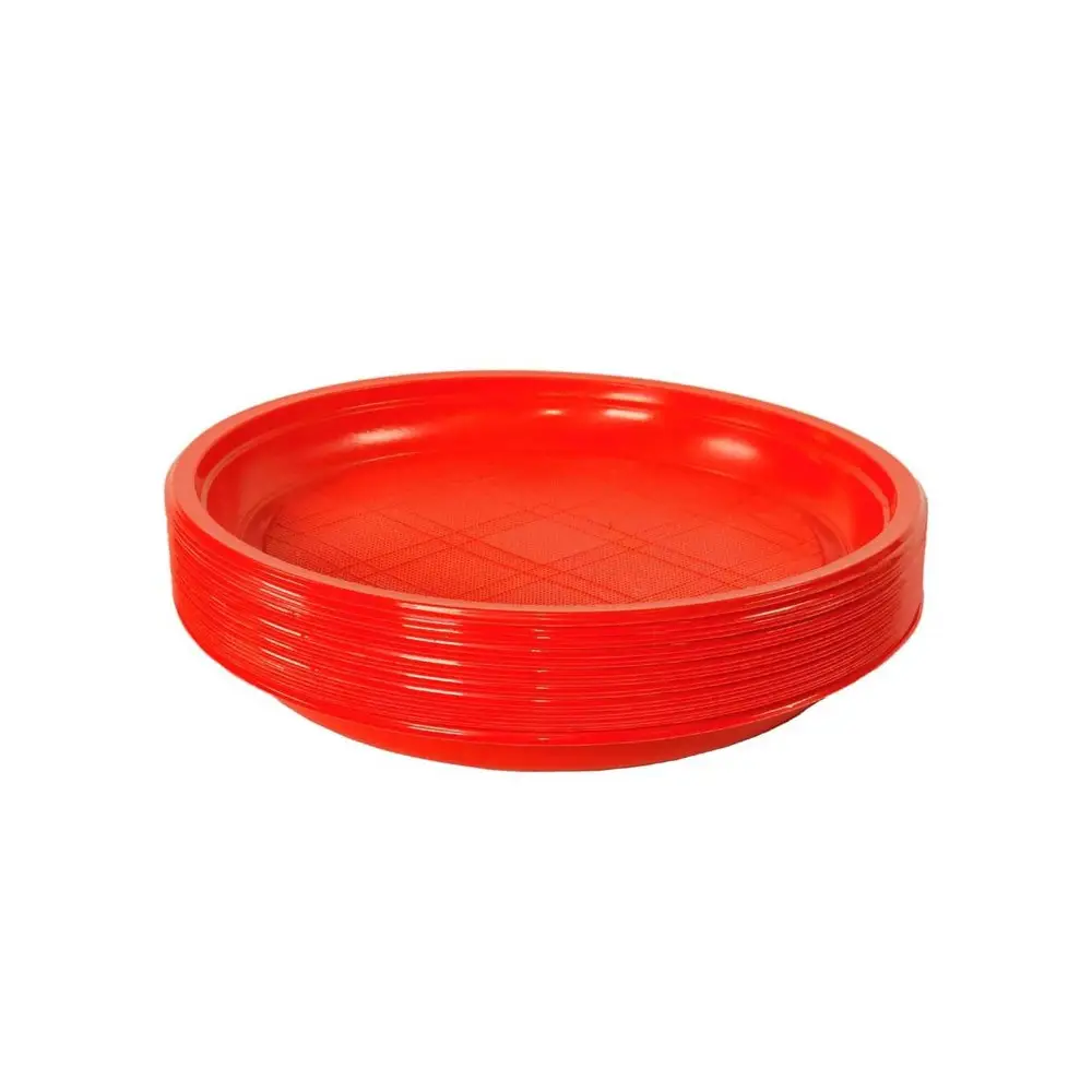 Piatti Piani  in Plastica Riutilizzabile Rossi  20 pz ( Lavabili in lavastavoglie)