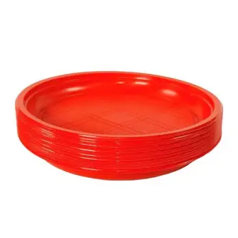 Piatti Piani  in Plastica Riutilizzabile Rossi  20 pz ( Lavabili in lavastavoglie)