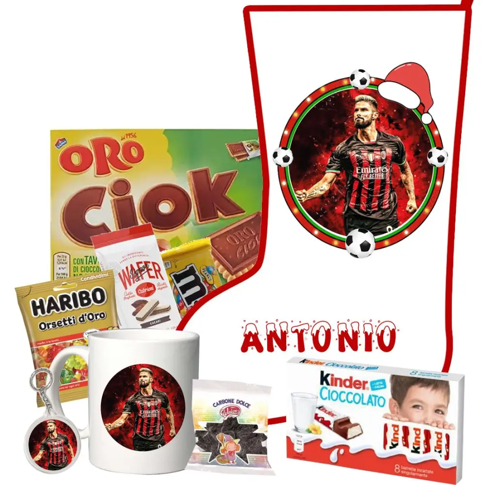 Calza Della Befana Giroud milan Personalizzabile kit Fai da te