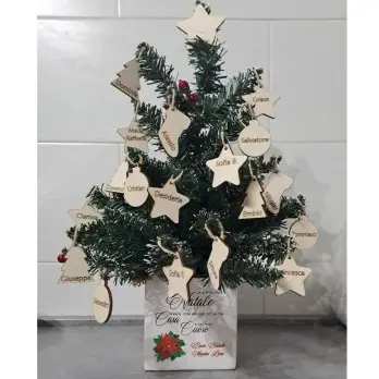 Vaso Natalizio Personalizzabile con Albero di Natale e tag in legno personalizzati