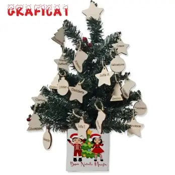 Vaso Natalizio Personalizzabile con Albero di Natale e tag in legno personalizzati