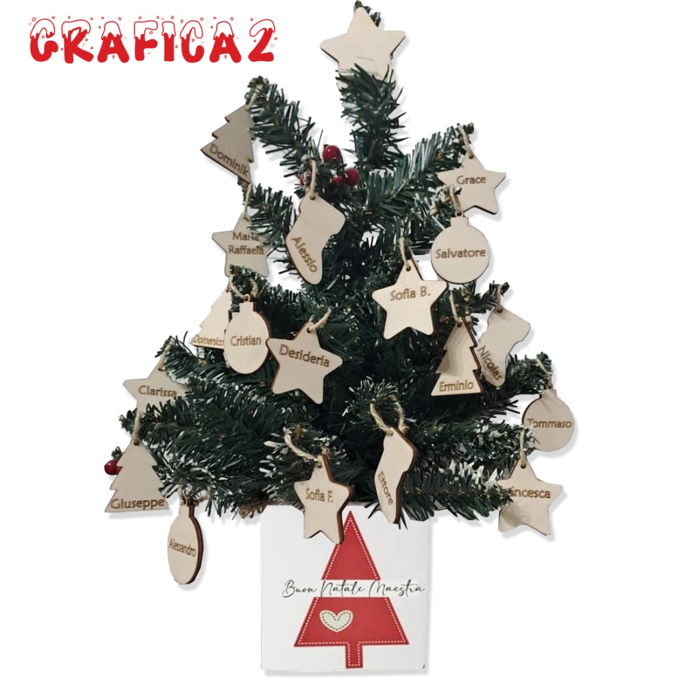 Vaso Natalizio Personalizzabile con Albero di Natale e tag in legno personalizzati
