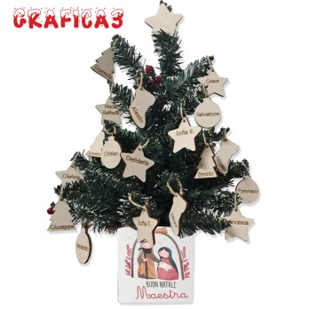 Vaso Natalizio Personalizzabile con Albero di Natale e tag in legno personalizzati