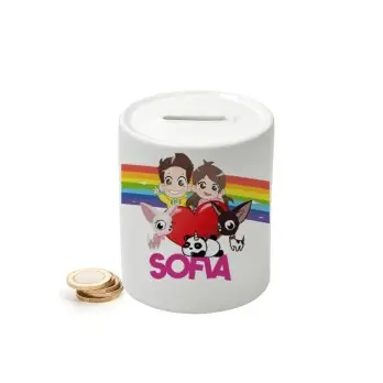 Salvadanaio in Ceramica Me contro Te Lui e sofì personalizzabile
