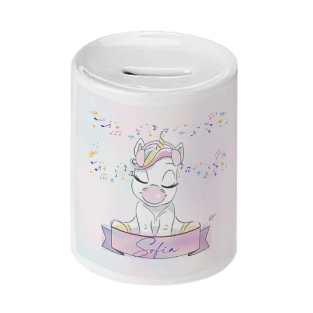 Salvadanaio in Ceramica Unicorno personalizzabile
