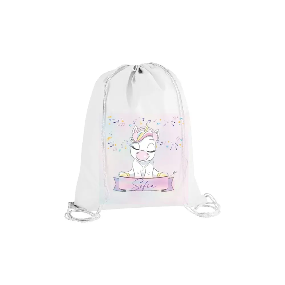 Sacca Zaino in Nylon Unicorno Personalizzabile - 5 pz