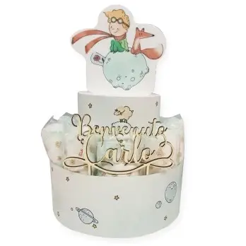 Torta di pannolini Piccolo Principe New Personalizzabile con Nome in legno