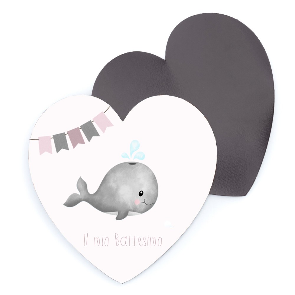10 magneti Balena Rosa Personalizzabili con Nome